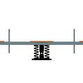 Outdoor Playground Seesaw With Gray Frame Orange Seats And Spring Base