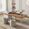 Cream Style Large Board Table Tea Table and Chair Combination Tea Table Tea Table Tea Room Tea Table Balcony Tea Table 3d model