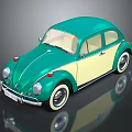 Vintage Turquoise And Cream Beetle Car With Classic Retro Design