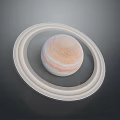 Beautiful space landscape showcasing Saturn with its distinctive rings and pale pink white stripes