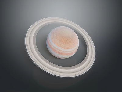 Beautiful space landscape showcasing Saturn with its distinctive rings and pale pink white stripes 3d model