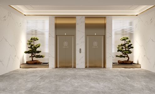 New Chinese Elevator Hall Elevator Room 3d model