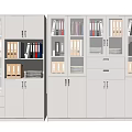 Modern Office Bookcase with Glass Doors Drawers File Folders and Books Storage