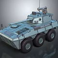 Six Wheeled Armored Military Tank with Turret and Weapon System Design