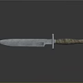 Sharp Tactical Knife With Metal Blade Camouflage Handle And Dark Surface Reflection