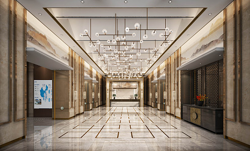 New Chinese Hall Sales Office Lobby 3d model