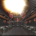 Traditional Chinese Hotpot Restaurant Interior With Wooden Decor Red Lanterns Dragon Ornaments And Dining Tables