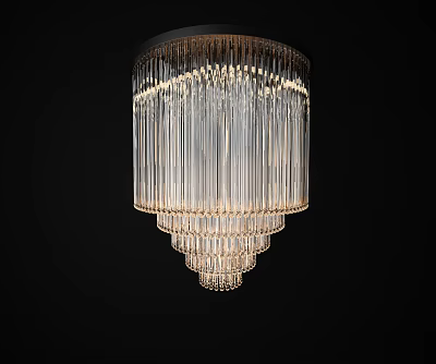 Elegant Modern Tiered Crystal Chandelier With Sparkling Transparent Pendant Lighting Design 3d model