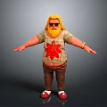 Blonde Bearded Man Wearing Red Flower T-Shirt Brown Pants Red Shoes Gold Bracelet Arms Outstretched