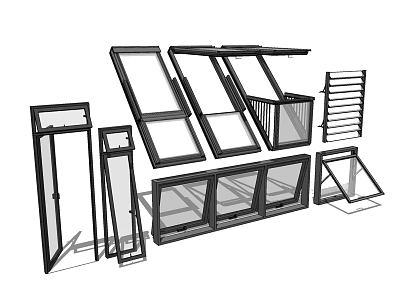 Diverse Casement Window Styles With Multiple Opening Configurations And Frame Structures 3d model