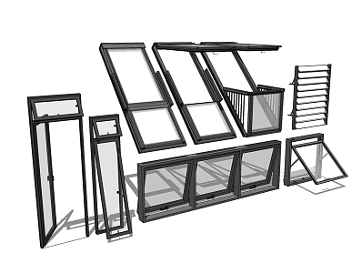 Modern casement window glass casement window 3d model