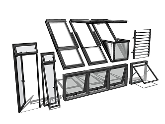 Modern casement window glass casement window 3d model