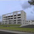 Modern Industrial Factory Building Exterior Design with Multi Storey Glass Windows and Surrounding Roads Greenery