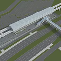 Modern Transportation Hub Featuring Elevated Tracks Glass Roof Parking And Pedestrian Bridge