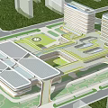Modern Hospital Complex Design With High Rise Buildings Green Spaces And Connecting Paths