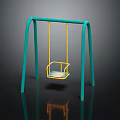 Green Metal Swing Set With Yellow Seat For Kids Outdoor Play Equipment