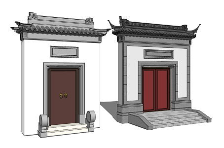 Chinese-style gate head 3d model