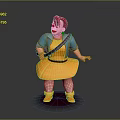 Cartoon Character With Red Hair Wearing Blue Shirt Yellow Skirt And Orange Shoes Carrying Bag
