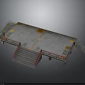 Architectural Concrete Platform Design Featuring Red Railings Staircase And Orange Markings