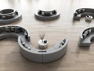 Modern Combination Sofa Public Fashion Curved Sofa 3d model