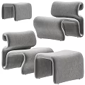 Modern Green Gray Velvet Single Sofa With Curved Design And Comfortable Seating