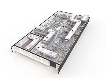 Industrial Equipment Engineering Model With Transparent Internal Mechanical Structure And Precision Parts 3d model