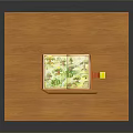 Open Illustrated Book With Forest Trees River Bridge On Wooden Tabletop And Yellow Bookmark