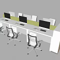 Modern Office Workstations Interior Setup With Partitions Computers And Ergonomic Chairs 3d model