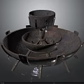 Handcrafted Wooden Stone Multi Layer Decorative Tray With Bowl And Sturdy Base