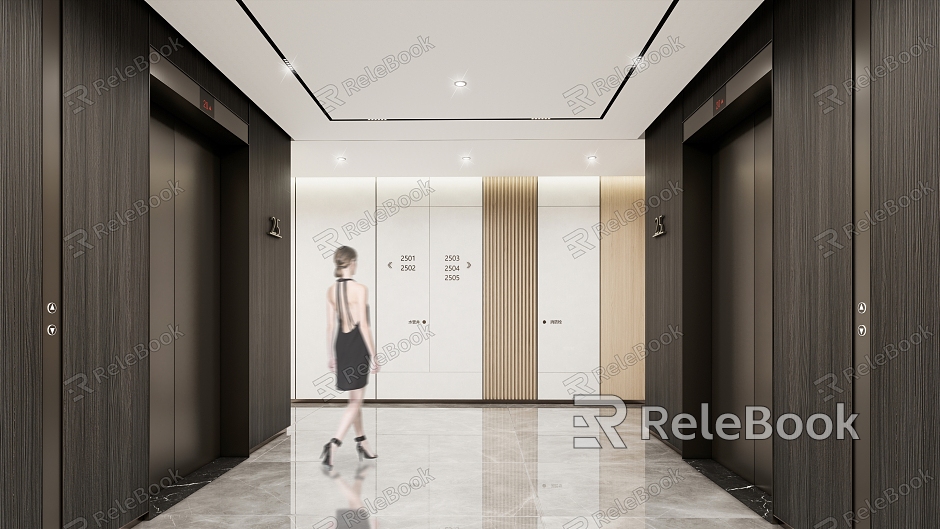 modern elevator hall standard floor elevator hall model