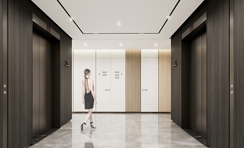 modern elevator hall standard floor elevator hall 3d model