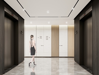 modern elevator hall standard floor elevator hall 3d model