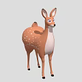 Cute Cartoon Deer With Brown White Spots Big Ears And Standing Pose