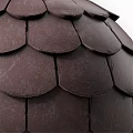 Architectural Scaled Tiles Sphere Structure With Dark Gray And Black Colors And Dividing Lines