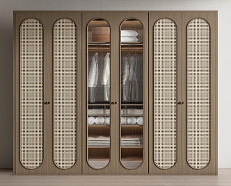 Nordic Wardrobe Rattan Wardrobe 3d model