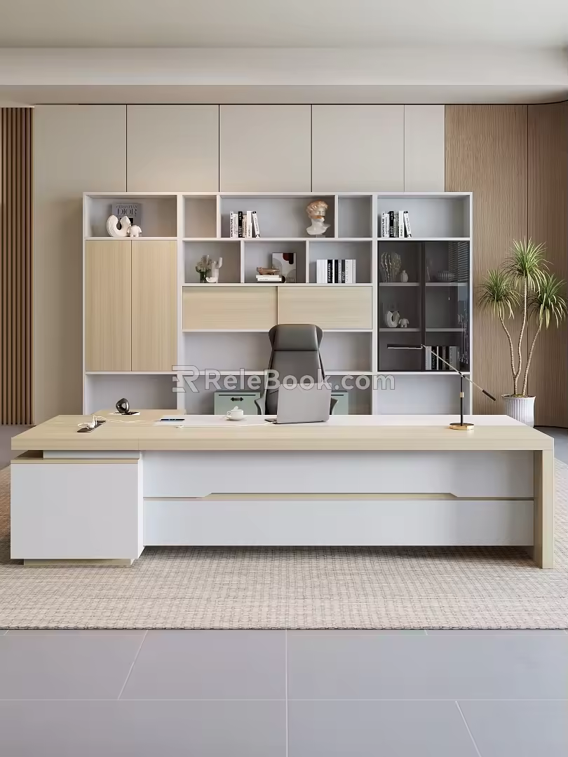 Modern Desk Boss Desk Class Desk Boss Office Manager Office Taipan Table Class Table and Chair Combination 3d model