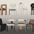 Modern Stylish Dining Chairs Featuring Various Designs Unique Shapes And Different Colors 3d model