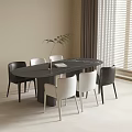 Dining Table and Chair Combination Dining Chair Dining Table Curtain Window Screen 3d model