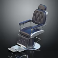 Black Leather Diamond Tufted Barber Chair With Metal Frame And Modern Footrest