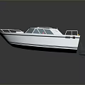 White Recreational Boat With Open Deck Cabin Railing And Upper Structure Design 3d model