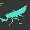 Detailed 3D Rendered Brown Striped Mantis Insect on Dark Background