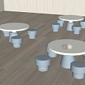 Modern Style Kindergarten Art Room Science Room Table and Chair Combination 3d model