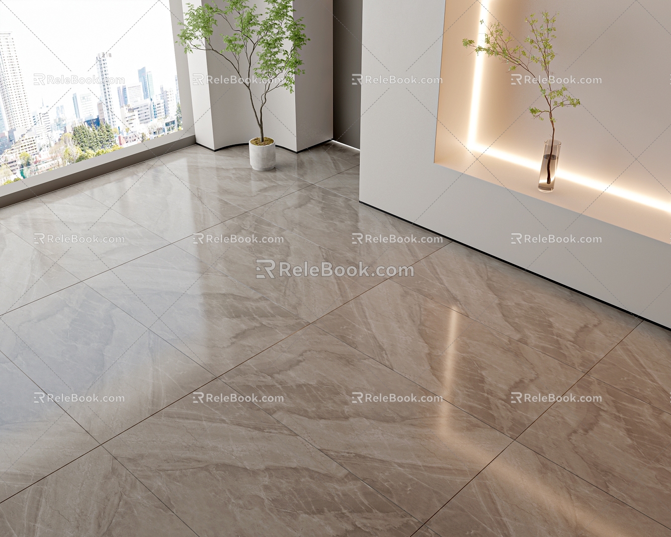 Light Luxury Floor Tile Bright Tile Grey Floor Tile Marble Floor Tile Warm Grey Floor Tile Large Plate Tile 3d model