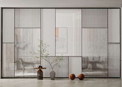 Modern partition glass partition screen 3d model