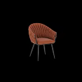 Brown Upholstered Single Sofa With Tufted Backrest And Black Metal Legs Modern Design