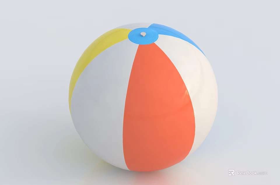 Vibrant Beach Ball Sports Equipment with Yellow Blue Orange White Stripes for Outdoor Recreational Games 3d model 