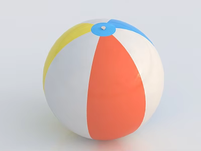 Vibrant Beach Ball Sports Equipment with Yellow Blue Orange White Stripes for Outdoor Recreational Games 3d model