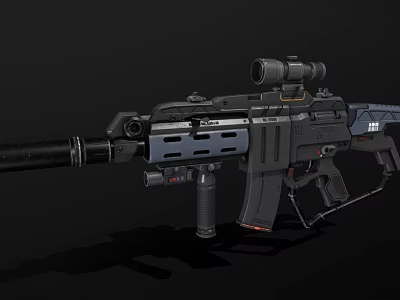 Tactical Modern Military Rifle with Scope Silencer Ergonomic Grip and Futuristic Design 3d model