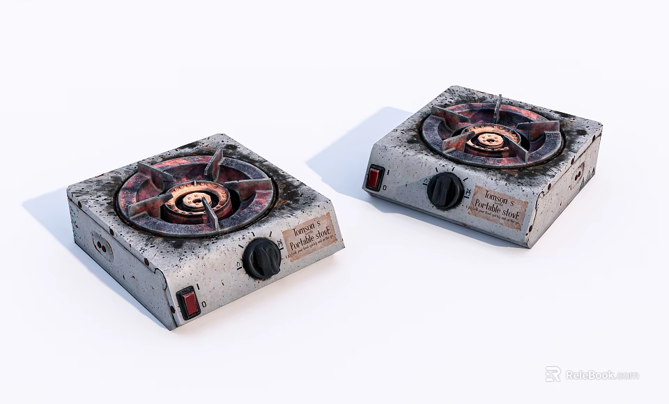 Two Old Worn Gas Stoves As Essential Kitchen Cooking Appliances 3d model