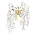 Elegant Golden Wall Sconce with Hanging Circular Crystal Decorations and Illuminated Lights